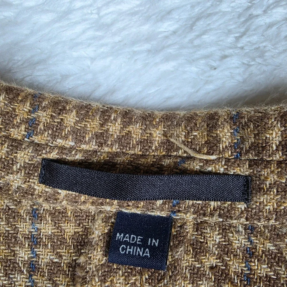 NEW J.Crew Crosby Men 38S Beige Linen Houndstooth L/S Button Up Blazer BV110